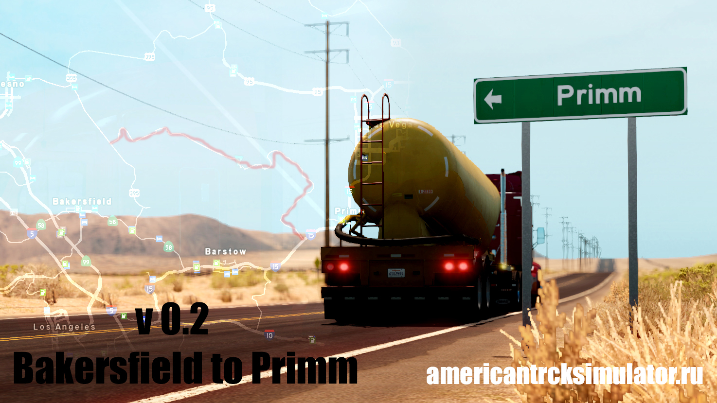 Карта Bakersfield to Primm offroad...